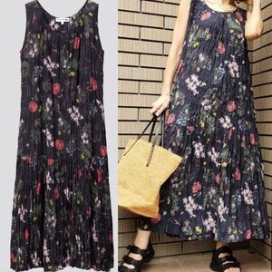 Ines De La Fressange Paris x Uniqlo Floral Maxi Shift Dress Womens Sz Large Boho
